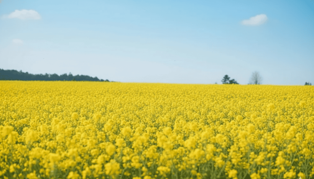 Rực rỡ sắc v&agrave;ng của hoa cải khiến khung cảnh rực rỡ v&agrave; tươi tắn